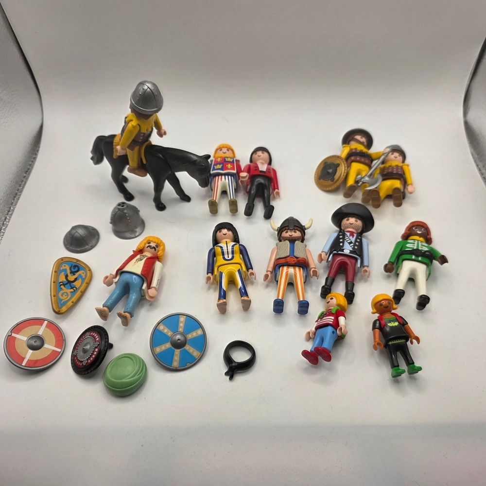 Vintage Playmobil Figure Lot Knights Vikings Pirates Circus Horse Accessories